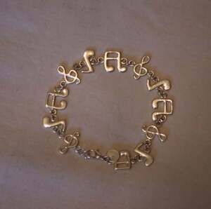 Sterling Silver 925 Musical Note Link Charm Bracelet
